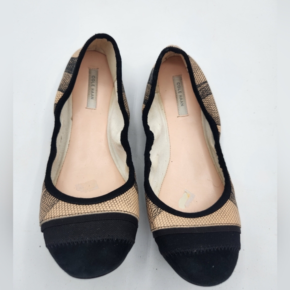 COLE‎ HAAN Black Multicolor Tan Lace Ballet Packable Flats Shoes Size 7 - Picture 1 of 11
